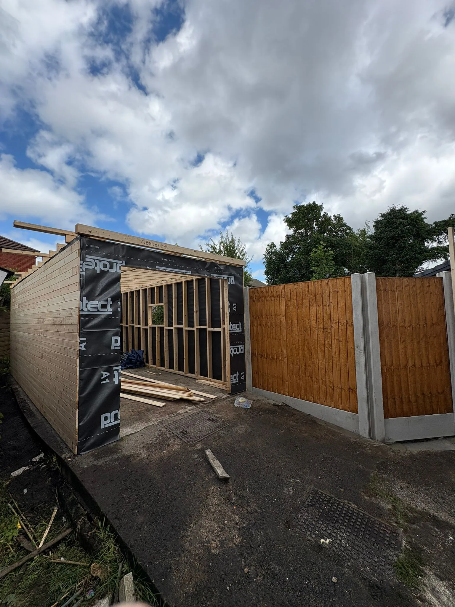 Outbuilding frame under construction by LDG Joinery LTD