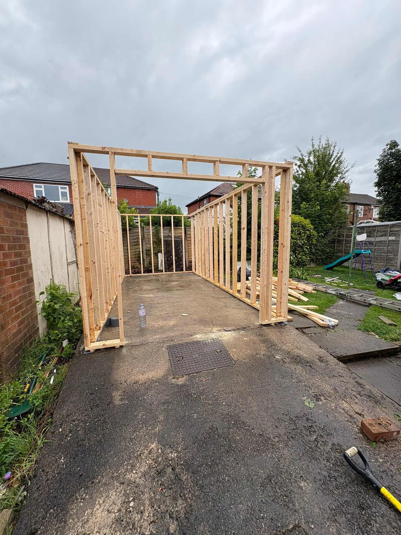 Timber frame structure under construction by LDG Joinery LTD
